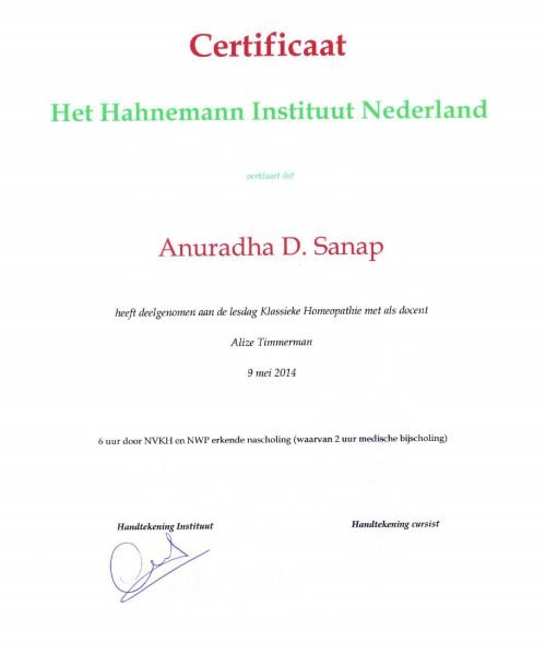 Seminar at Hahnemann Institute Netherlands